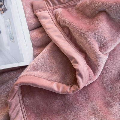 毛毯毯子400克紫貂绒来菲家纺纯色珊瑚绒素色法莱绒法兰绒盖毯床单1.8KG 200*230cm 淡山茱萸粉