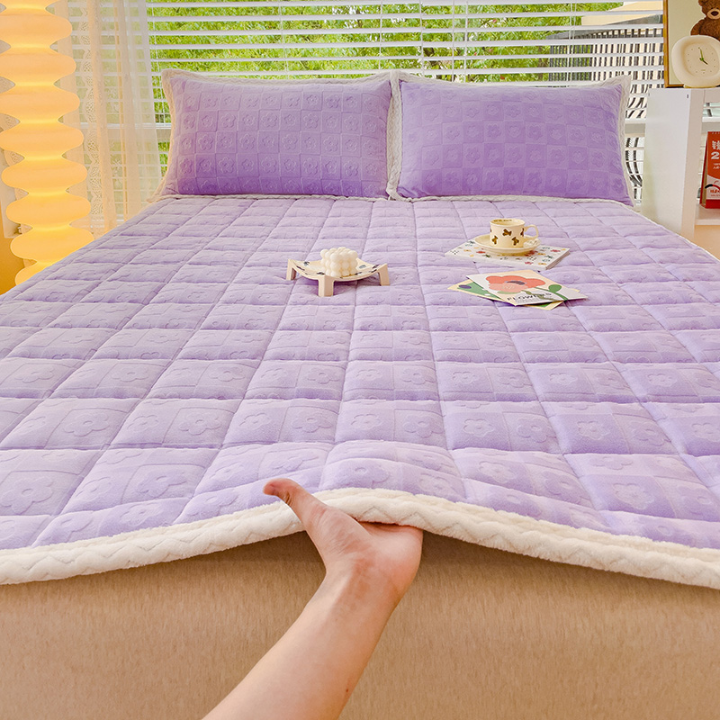 2023新款牛奶绒烂花软垫床垫（含买家秀） 单床垫0.9*2.0m 梅花紫