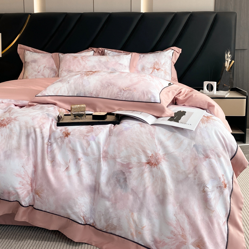 2023新款天丝棉数码印花四件套 爱丽丝（粉）