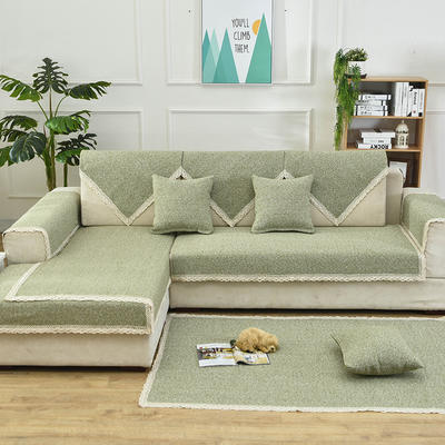 共鸣沙发垫 棉麻沙发垫四季通用沙发盖布北欧现代简约沙发套罩 70*70cm 素雅-绿