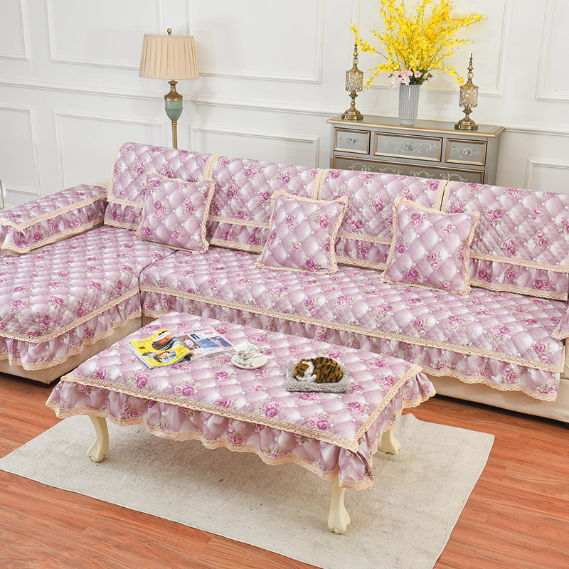亚麻印花花语沙发垫 可定制 45*45cm抱枕套 花语紫