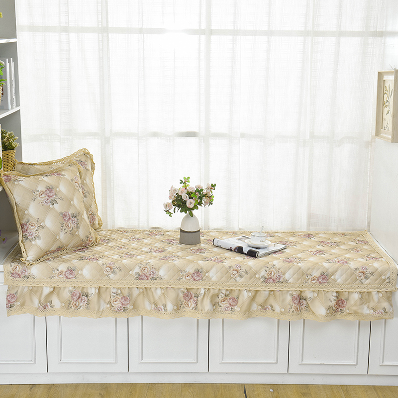 亚麻印花花语系列飘窗垫 可定制 45*45cm抱枕套 花语咖