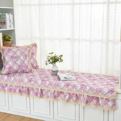 亚麻印花花语系列飘窗垫 可定制 45*45cm抱枕套+芯 花语紫