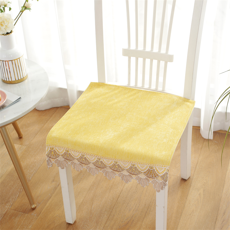 四季餐椅垫办公室通用椅子垫椅垫简约座垫有绑带坐垫屁垫 45*45cm 6个装 蕾丝橘黄