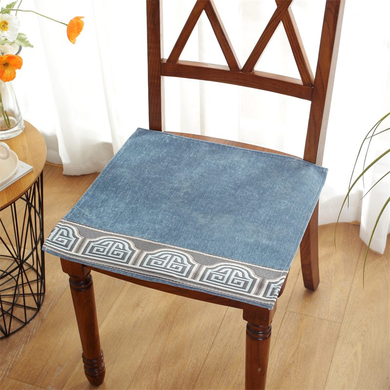 四季餐椅垫办公室通用椅子垫椅垫简约座垫有绑带坐垫屁垫 45*45cm 6个装 复合蓝灰