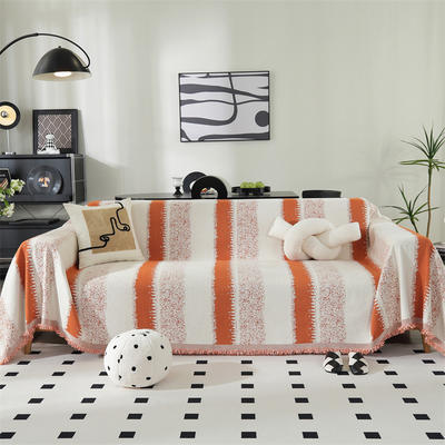 雪尼尔沙发盖巾新款四季通用防猫抓沙发盖布全盖沙发毯沙发套罩防尘 180*180cm 浮生梦橙色