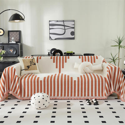 雪尼尔沙发盖巾新款四季通用防猫抓沙发盖布全盖沙发毯沙发套罩防尘 180*180cm 拾忆橙色
