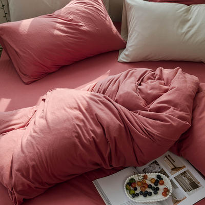 2020新款纯色针织单床单 200*250cm单床单 树莓红