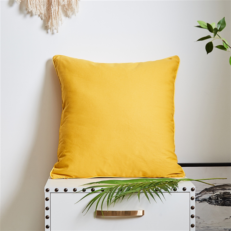 2023新款橙黄 多款式系列 抱枕（复合绣）-A291 45*45cm含芯抱枕 纯色黄色帆布