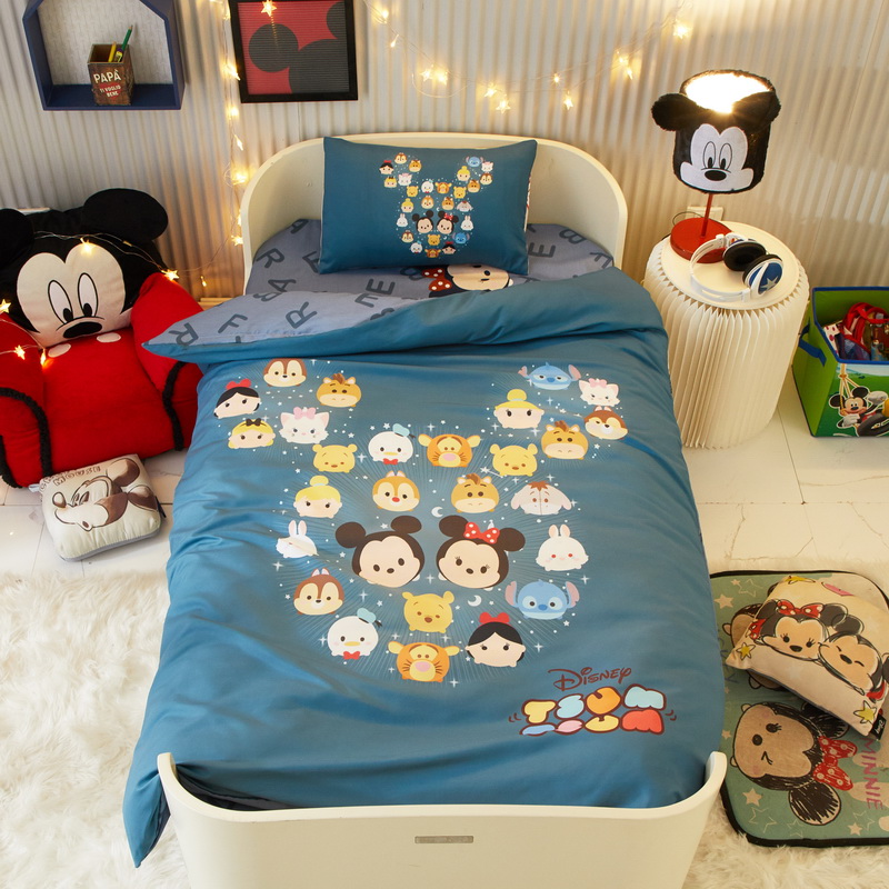 2023新款全棉迪士尼手绘公主系列幼儿园套件-大版 床垫三件套 Q萌米奇灰