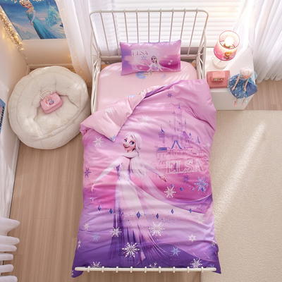 2023新款全棉迪士尼手绘公主系列幼儿园套件-大版 床垫三件套 艾莎乐园.紫