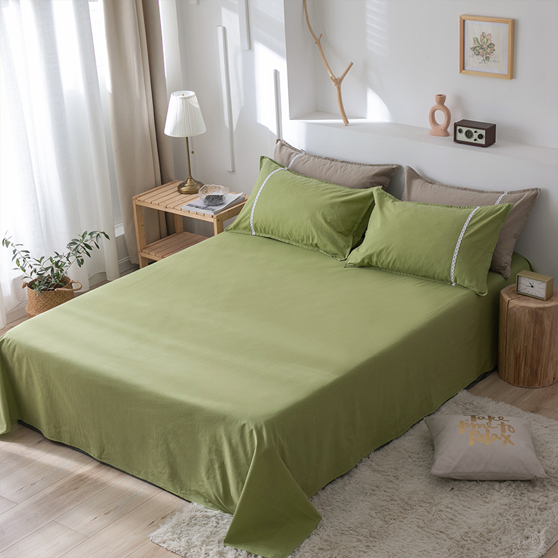 2020新款-全棉水洗棉纯色系列单品床单 230cmx250cm 简约绿
