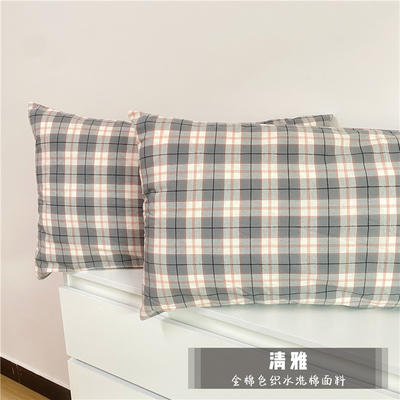 单枕套-AB版日式全棉色织水洗棉单品系列枕套 48*74cm（一对） 清雅