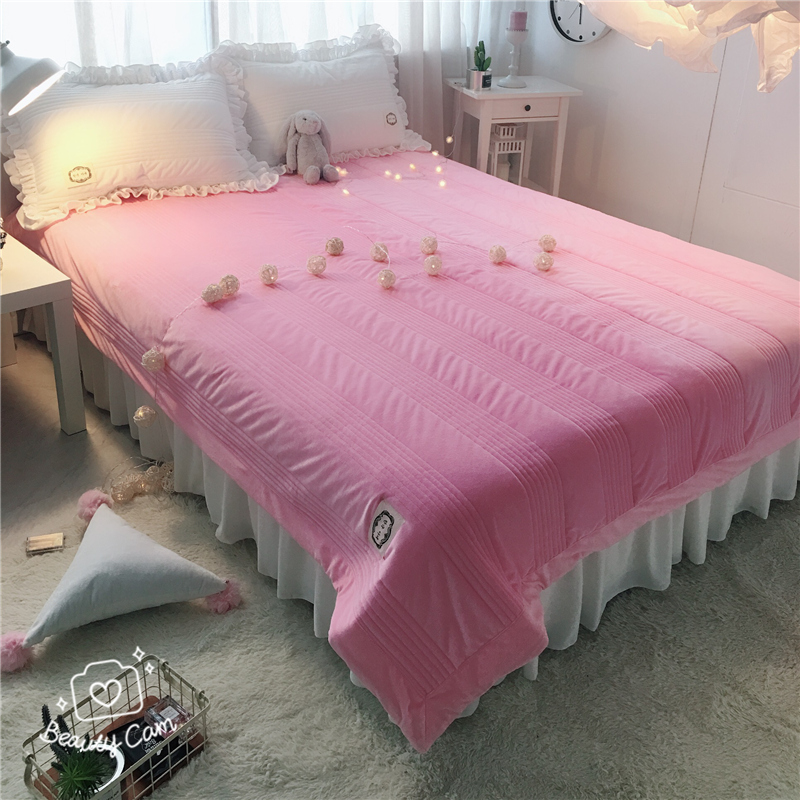 韩国绒单品床单系列（韩国绒夹棉绗缝床单 手机实拍图） 160*210cm 蜜桃粉