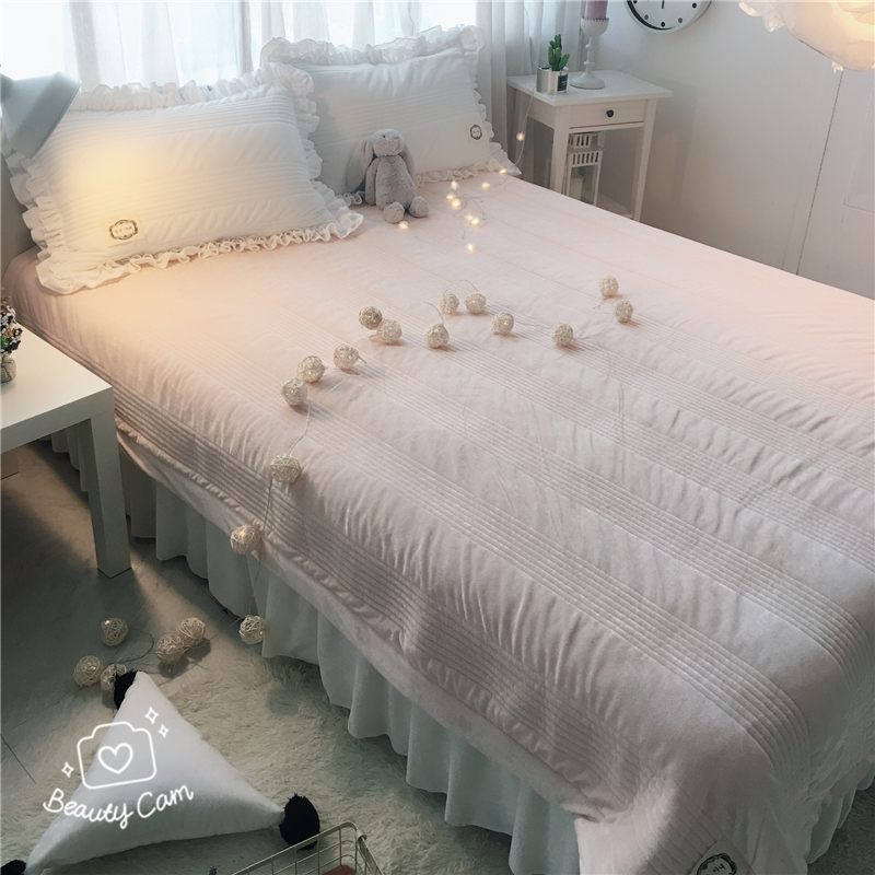 韩国绒单品床单系列（韩国绒夹棉绗缝床单 手机实拍图） 160*210cm 素米色