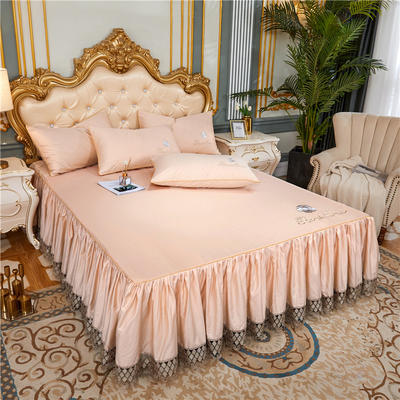60支长绒棉山茶花系列单层床裙 150cmx200cm 香槟色