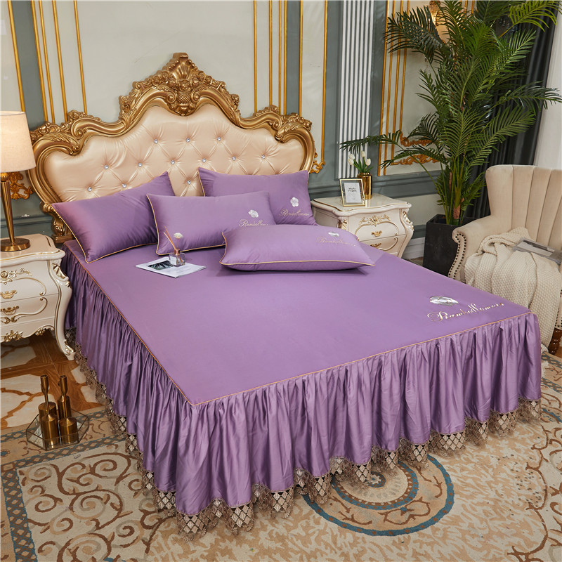 60支长绒棉山茶花系列单层床裙 150cmx200cm 香芋紫