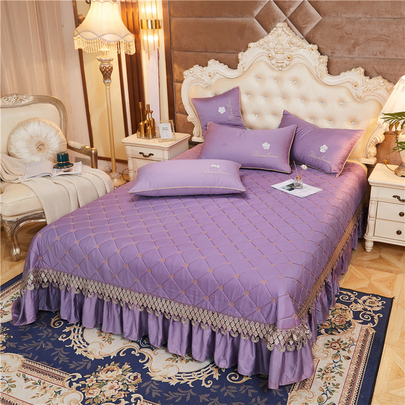 2020新款-60-支长绒棉-山茶花系列床盖 床盖250*250cm 香芋紫