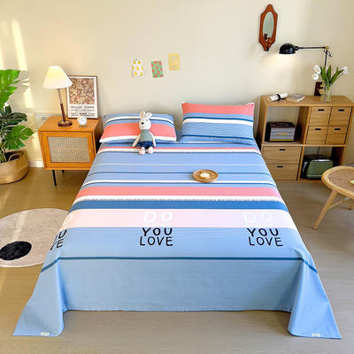 2023新款全棉老粗布床单款 160*230cm单床单 爱丽丝 蓝