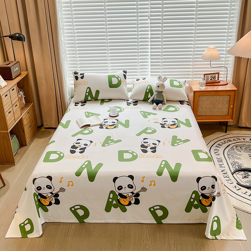 2023新款全棉加厚生态磨毛单床单 床单200*245 艺术熊猫