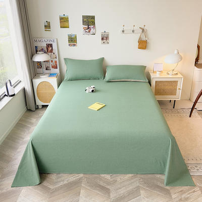 2023新款柔软舒适全棉色织水洗棉单床单 单床单160*230 草绿