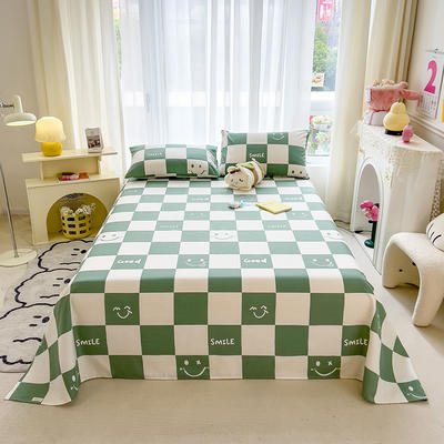 2024新款老粗布原棉活性印染单床单 床单200*245 优漫空间-绿