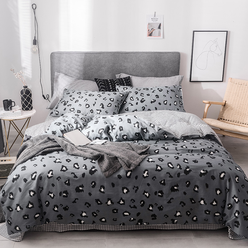 2019新款-全棉四件套 床单款四件套1.5m（5英尺）床 活力灰豹