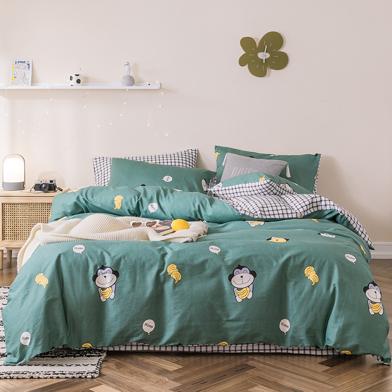 2019新款-全棉四件套 床单款四件套1.5m（5英尺）床 香蕉猴