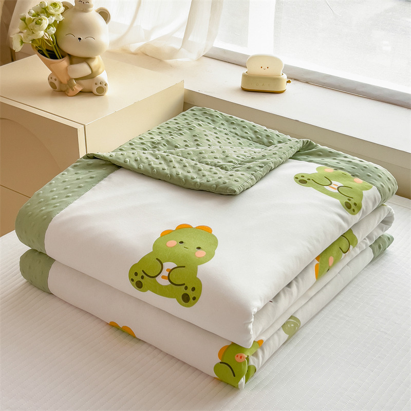 2026新款水洗棉双层纱豆豆印花夏被 夏凉被