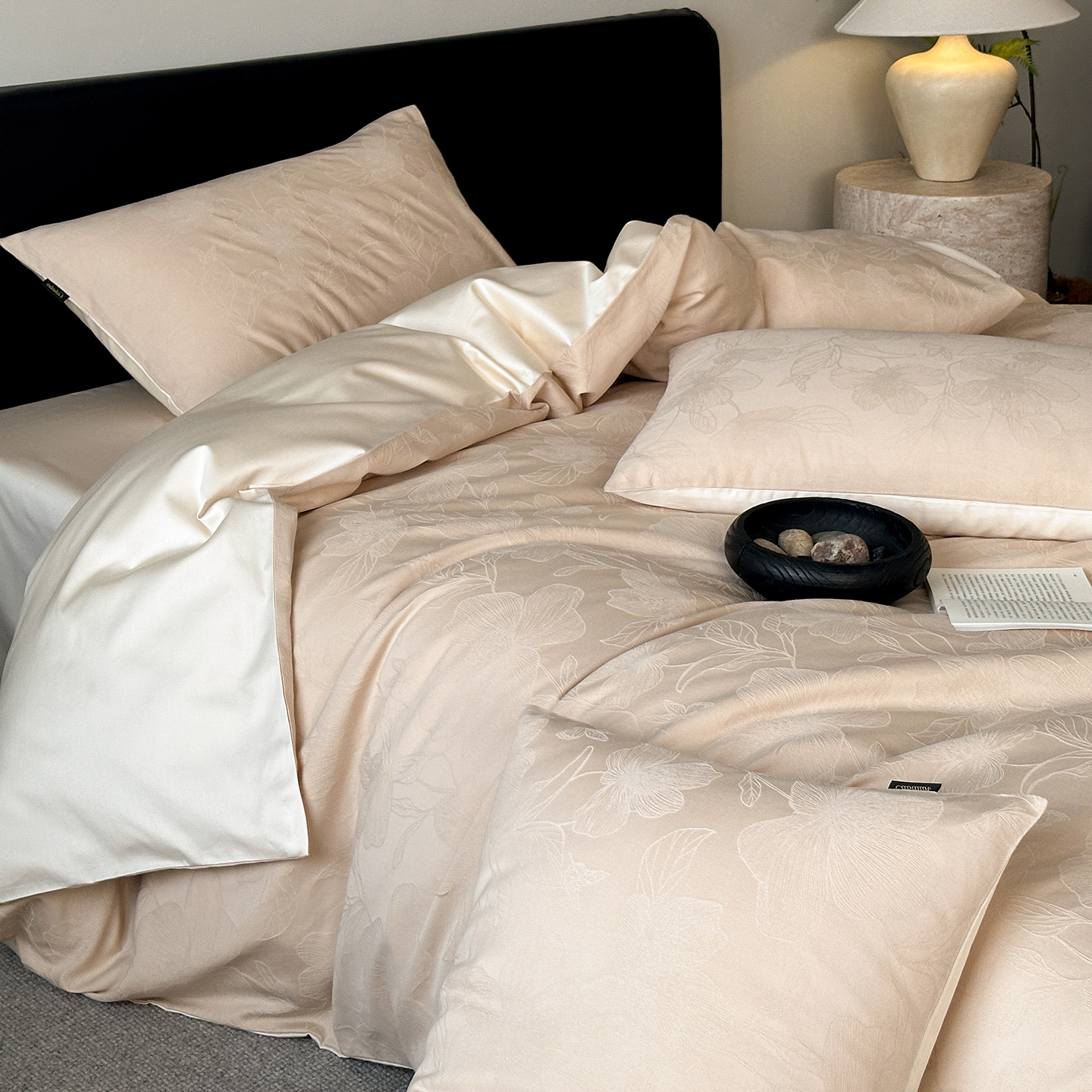 2026新款全棉厚织提花四件套 雅初-奶茶