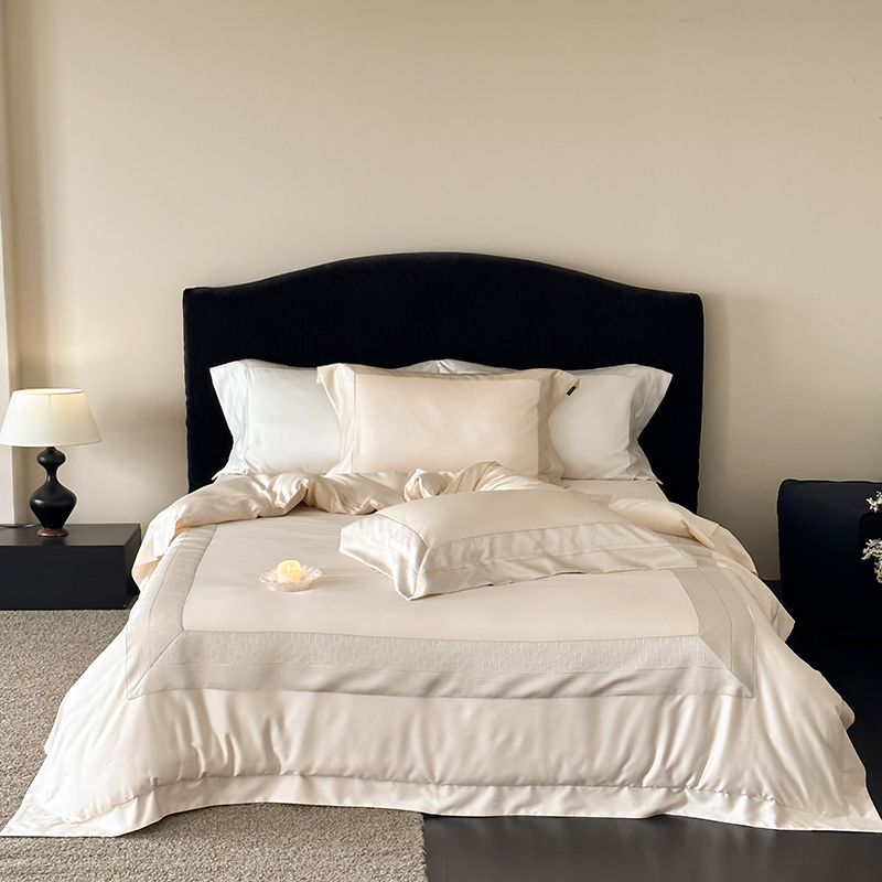 2026新款50支全棉高精密提花边条款轻奢四件套 奥黛丽-香槟