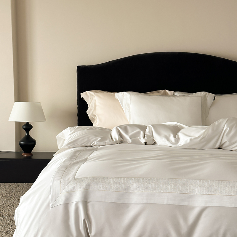 2026新款50支全棉高精密提花边条款轻奢四件套 奥黛丽-白