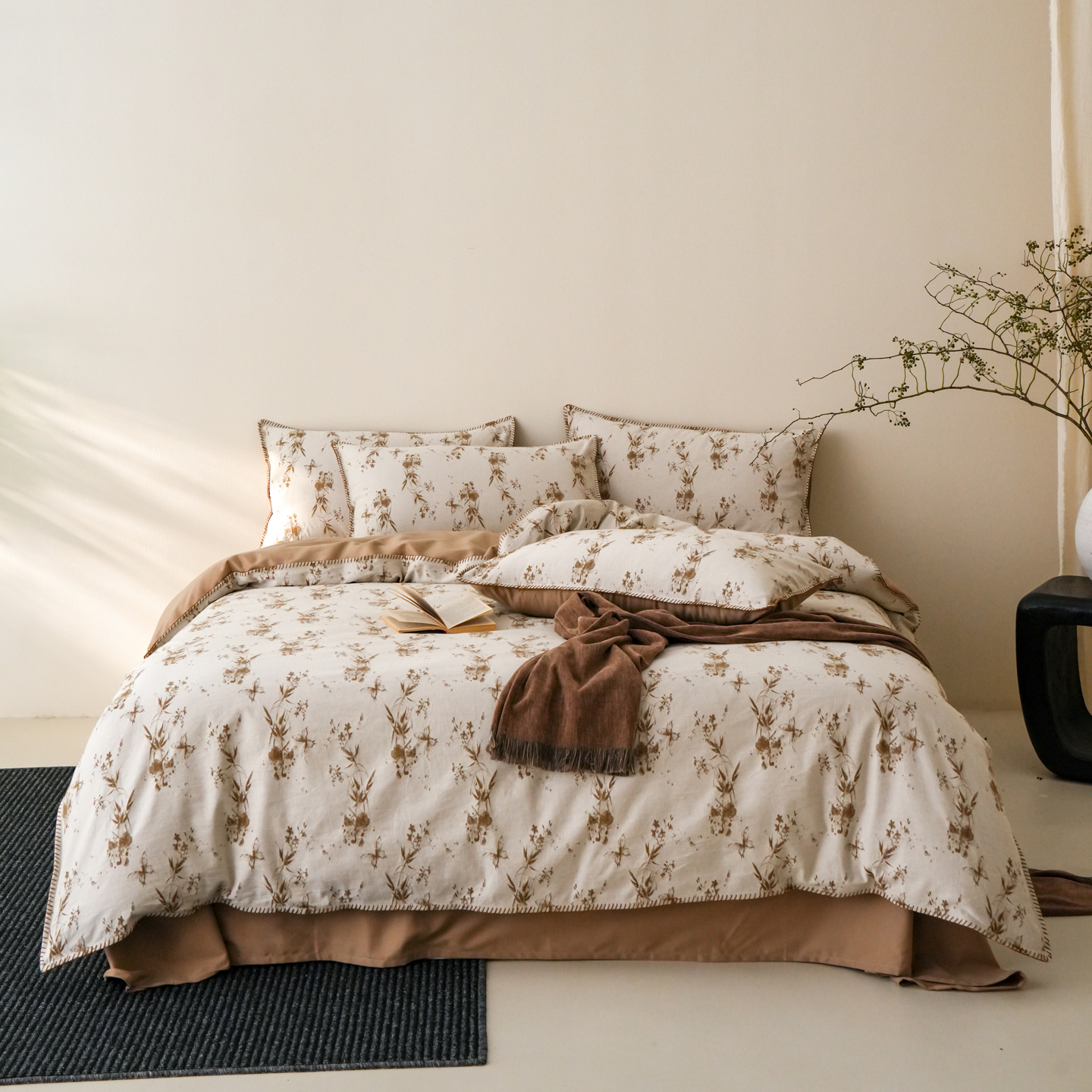 2025新款棉麻色织一字针提花四件套