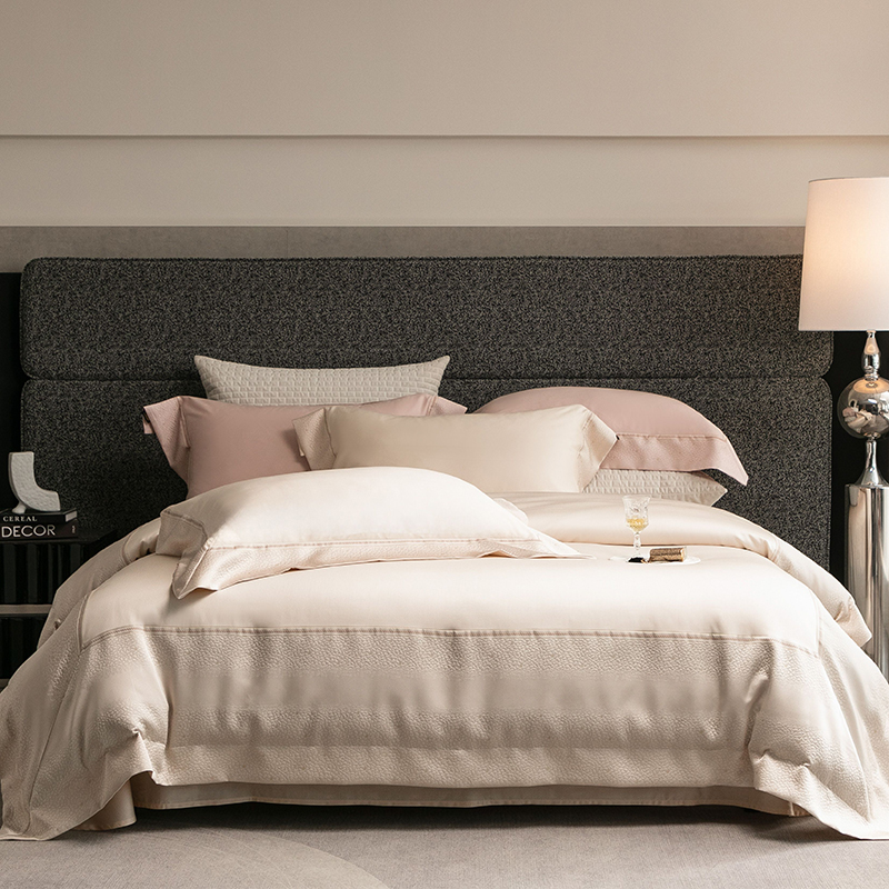 2026新款50支全棉高精密提花边条款轻奢四件套 维密-香槟