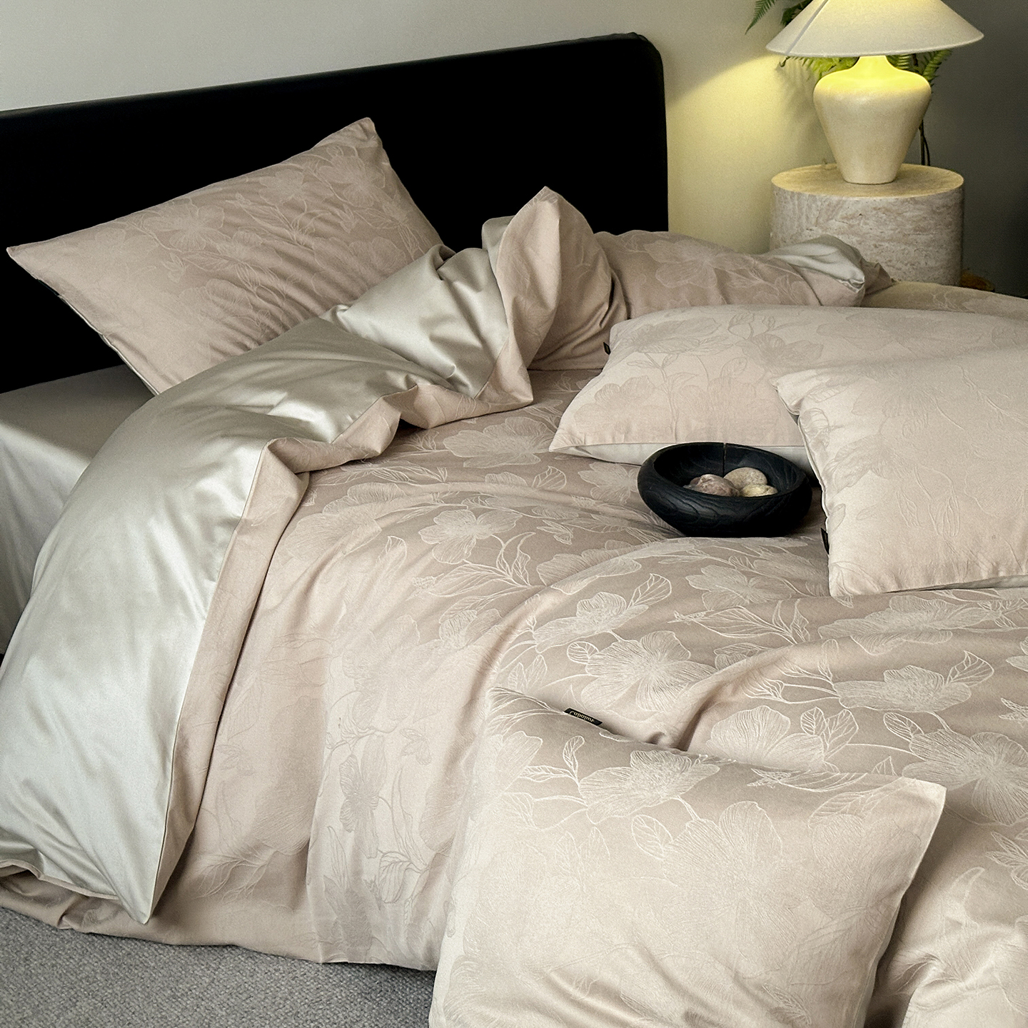 2026新款全棉厚织提花四件套 雅初-卡其