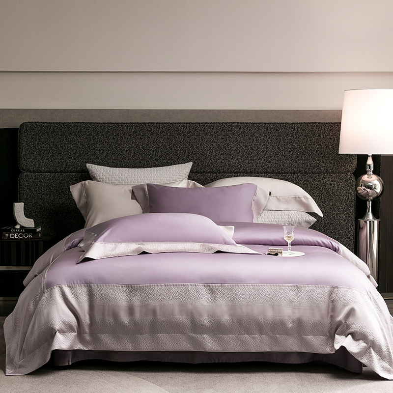 2026新款50支全棉高精密提花边条款轻奢四件套 维密-梦幻紫