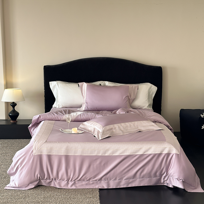 2026新款50支全棉高精密提花边条款轻奢四件套 奥黛丽-紫