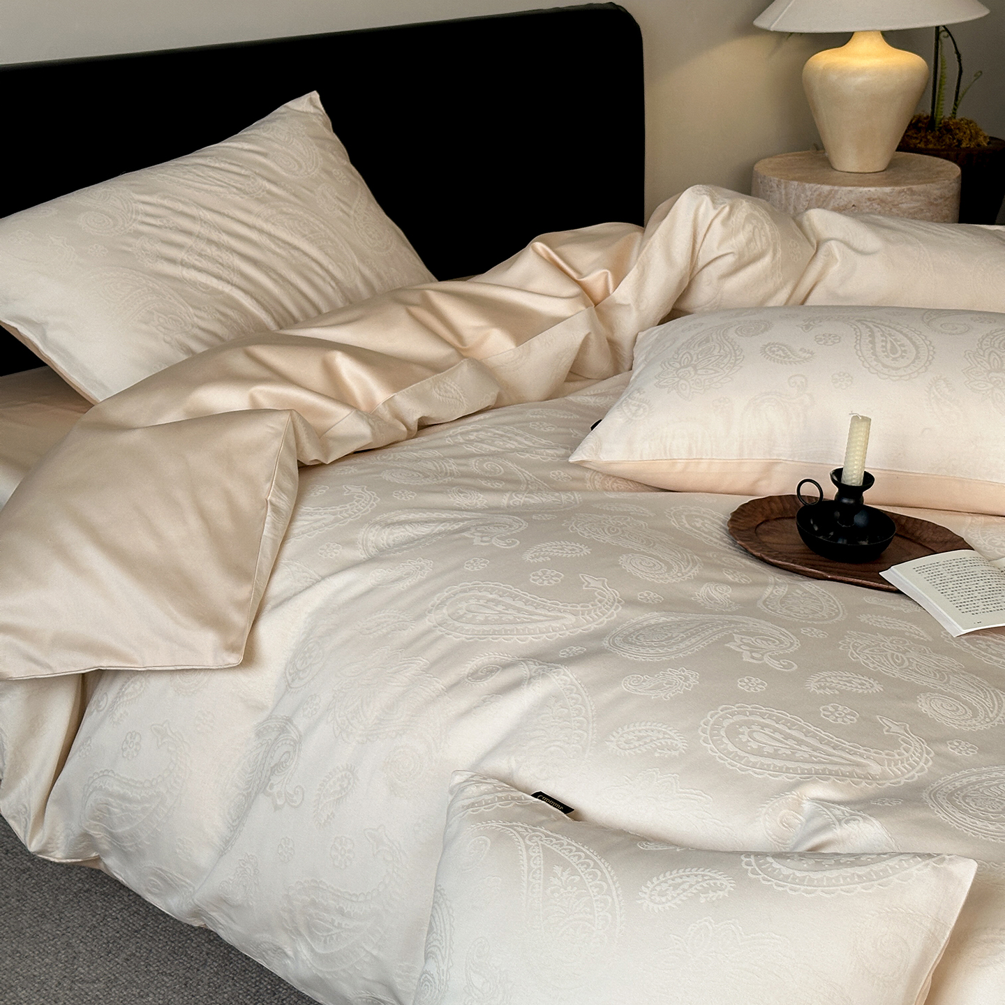 2026新款全棉厚织提花四件套 佩斯利-奶茶