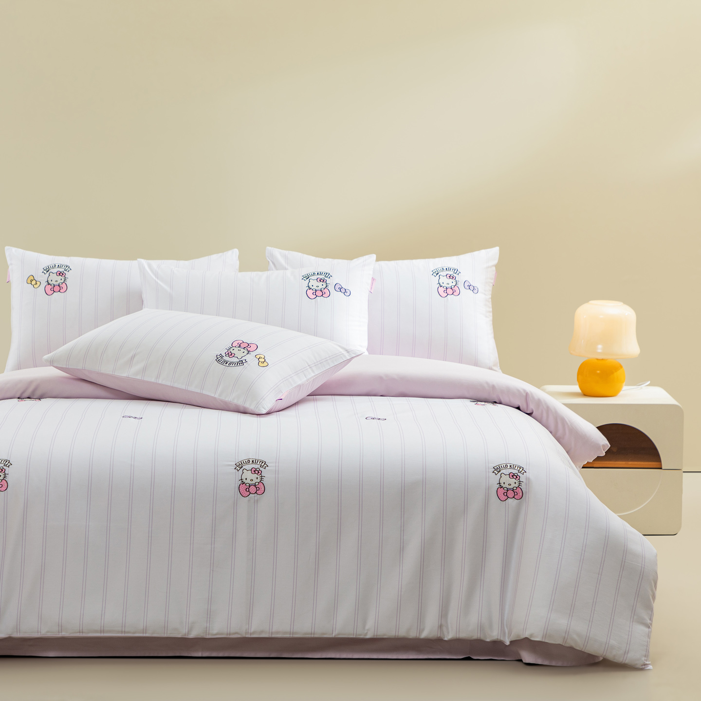 2026新款50S长绒棉正版hellokitty四件套-幸运kt 幸运kt-紫