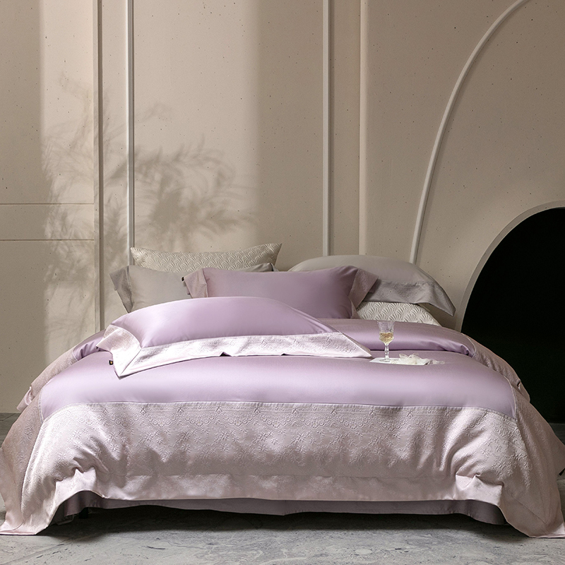 2026新款50支全棉高精密提花边条款轻奢四件套 南法庄园-漫漫紫