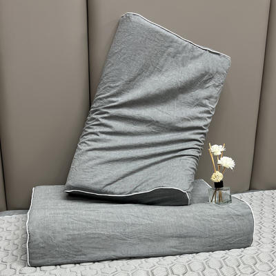 2024新款全棉水洗棉乳胶枕头枕芯枕套 中灰40*60CM枕套+乳胶枕芯