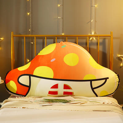 2019新款-可爱蘑菇大靠枕床头靠垫 加长云朵三角靠垫靠背 120 桔红
