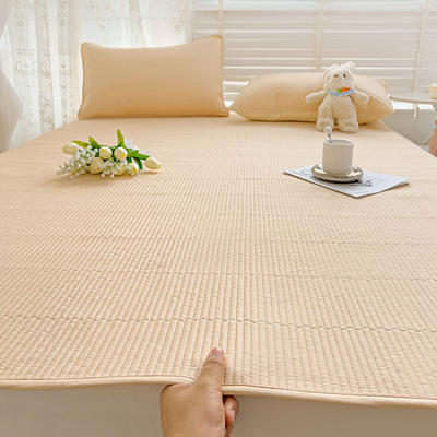 2024新款全棉纯色床盖床垫 90*200cm单床垫 米驼