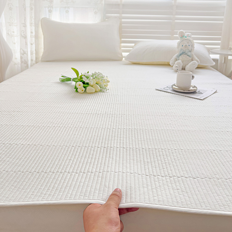 2024新款全棉纯色床盖床垫 90*200cm单床垫 奶白