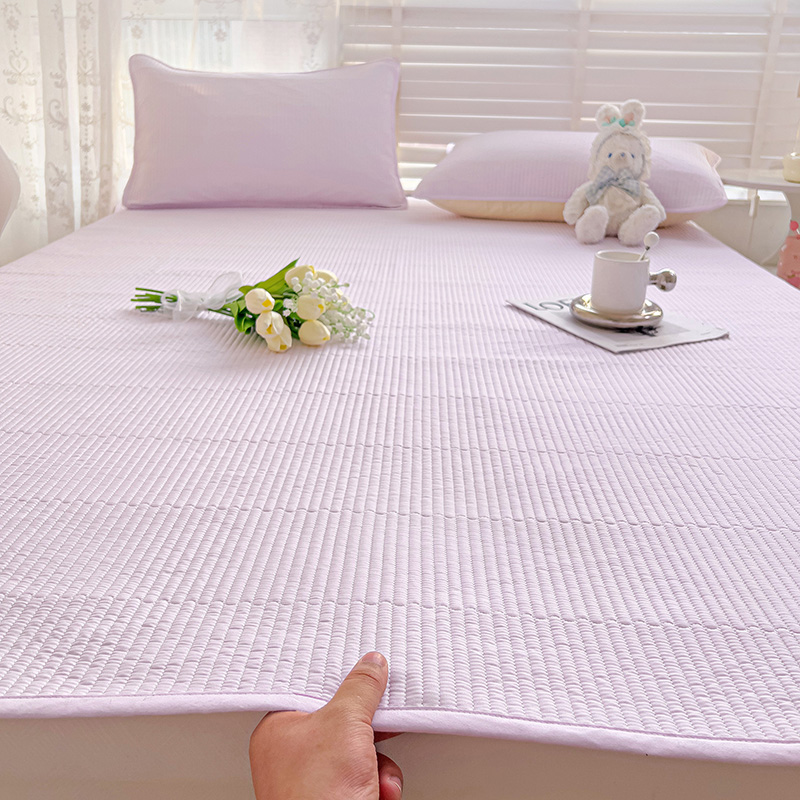 2024新款全棉纯色床盖床垫 90*200cm单床垫 浅紫