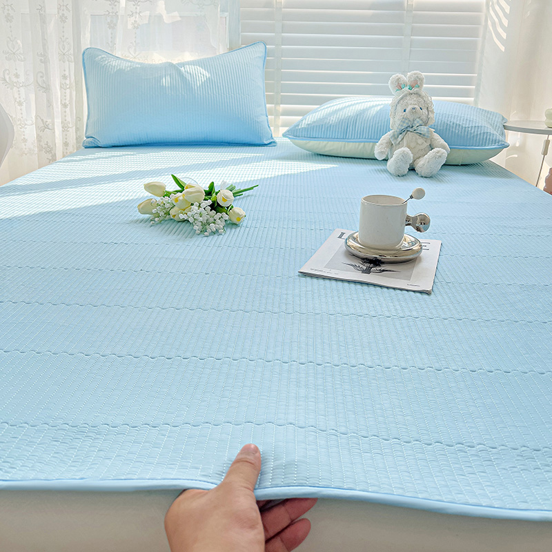 2024新款全棉纯色床盖床垫 90*200cm单床垫 天蓝