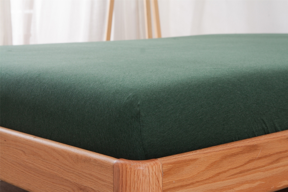 单品针织棉天竺棉床笠 单品床笠1.5*2.0米 墨绿中条