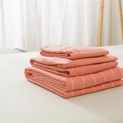 单品针织棉天竺棉床单 单品床单2.0*2.5米 丹红宽条