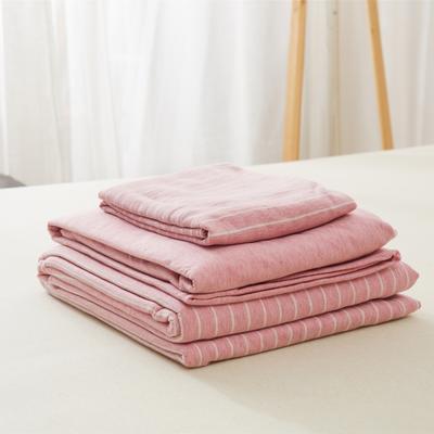 单品针织棉天竺棉床单 单品床单2.0*2.5米 粉白细条