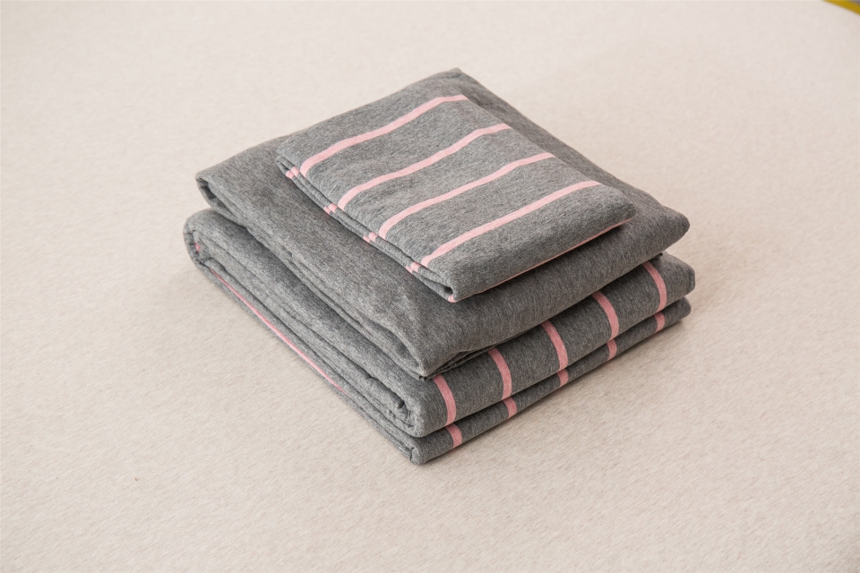 单品针织棉天竺棉床单 单品床单2.0*2.5米 灰粉宽条
